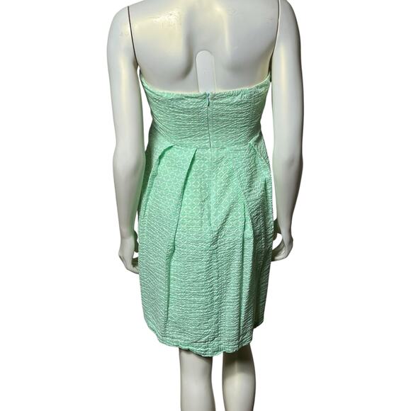 J.Crew Mint Green Textured Strapless Dress Geometric Lattice Pattern Size 6 - Picture 4 of 6